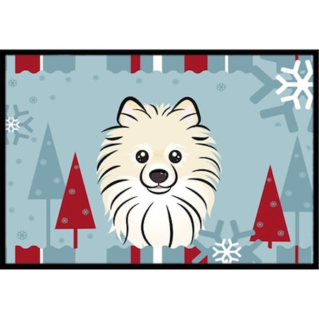 Carolines Treasures Winter Holiday Pomeranian Indoor and Outdoor Mat- 18 x 27 in. BB1703MAT